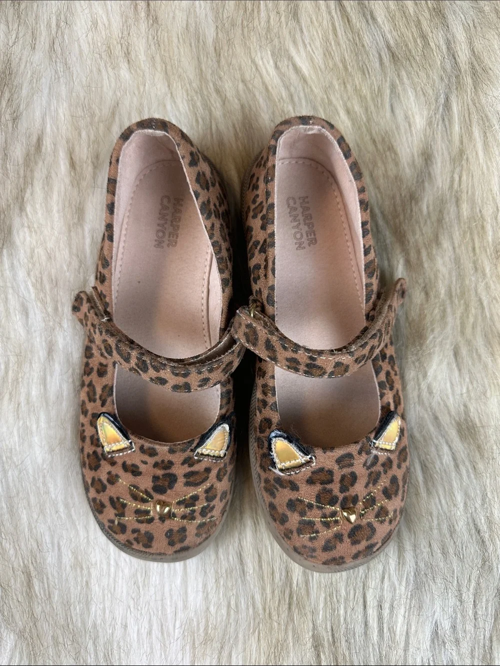 Harper Canyon Girls Size 12 Leopard Cat Mary Jane Flats Shoes
